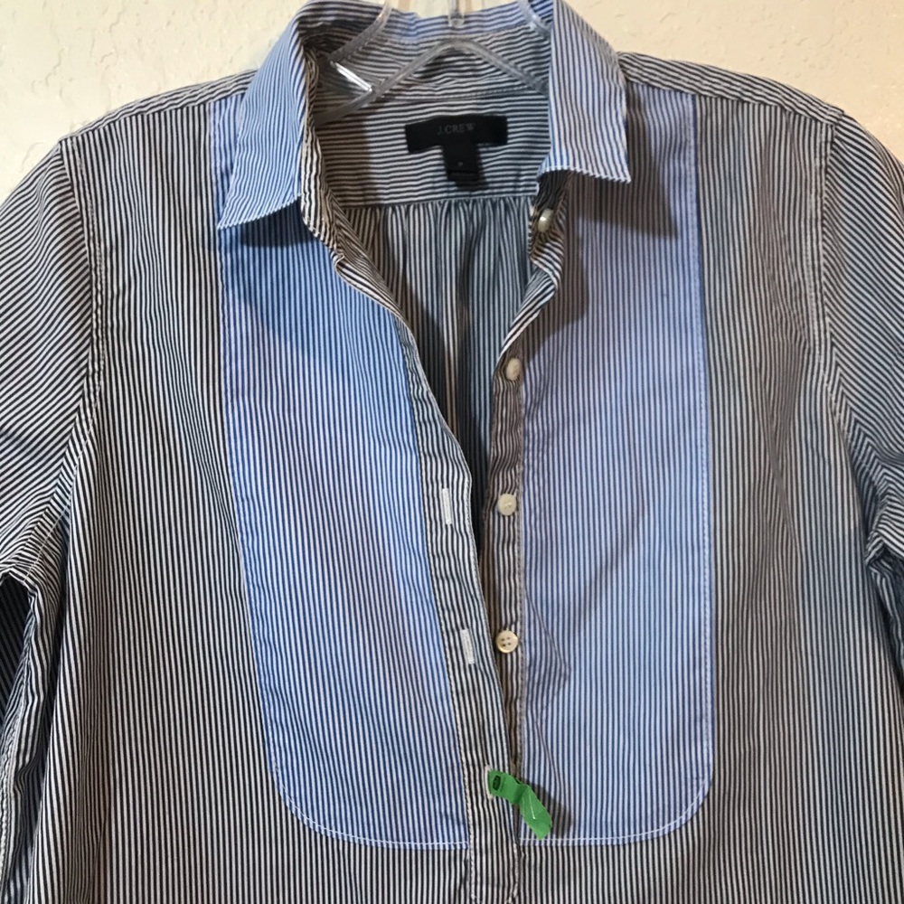 J. Crew Bip popover striped shirt SZ 2 - Picture 4 of 7